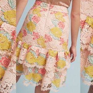 Anthropologie Gardina Lace Floral Skirt By Hutch Size Small NWT Pink Yellow blue